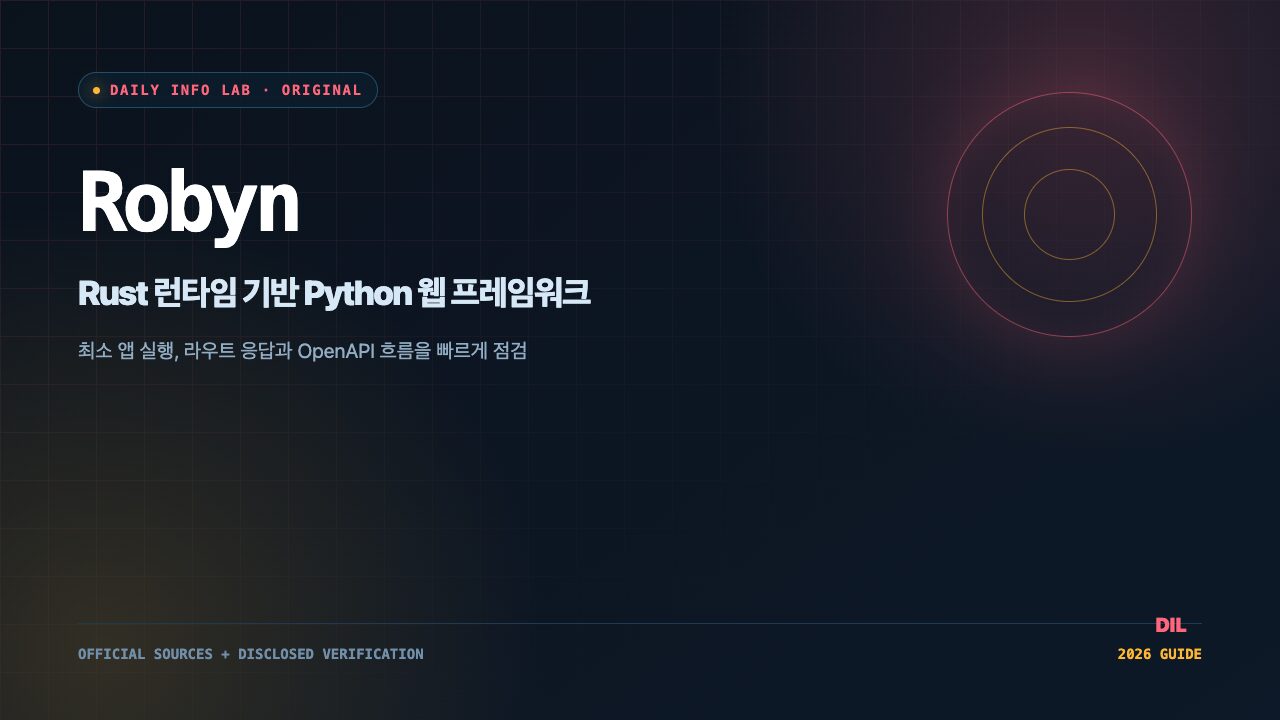 Robyn Python 웹 프레임워크 Daily Info Lab 자체 제작 이미지