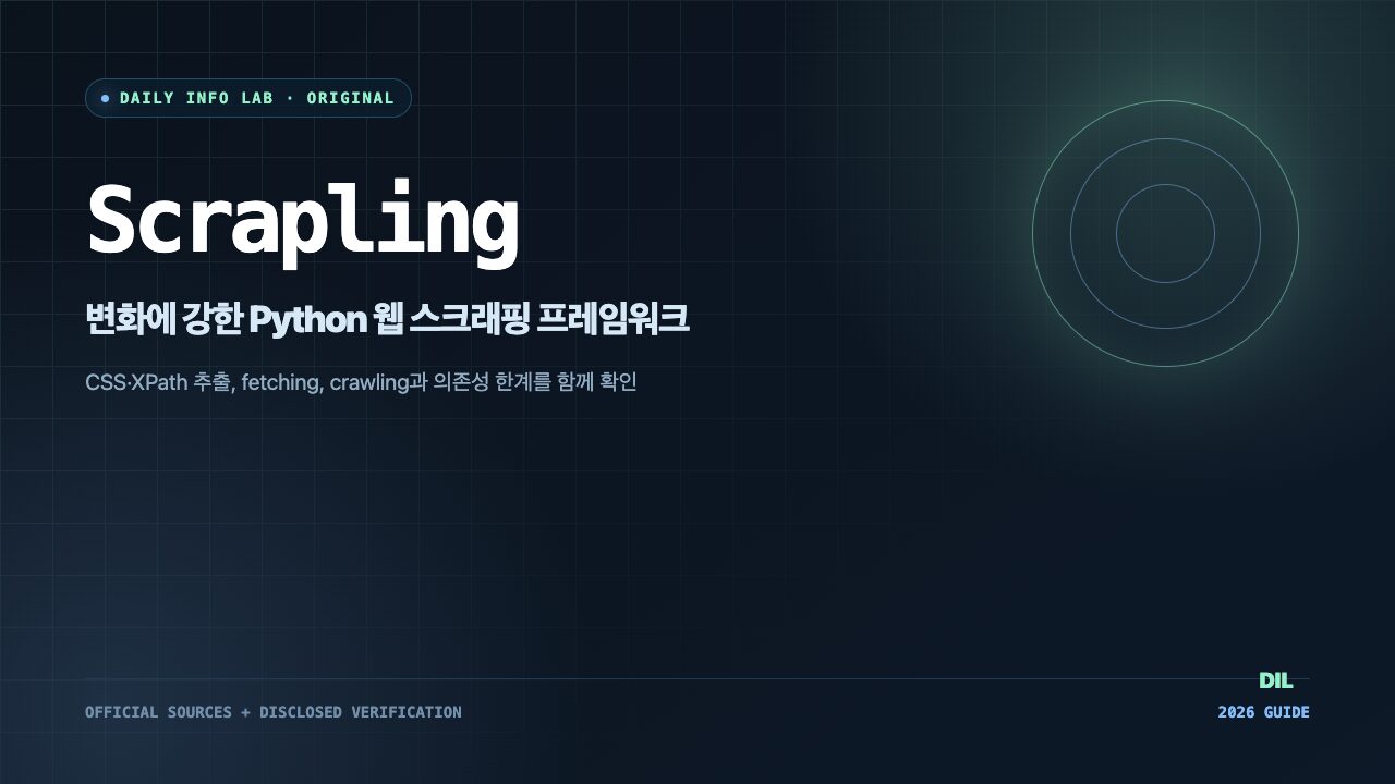 Scrapling Python 웹 스크래핑 Daily Info Lab 자체 제작 이미지